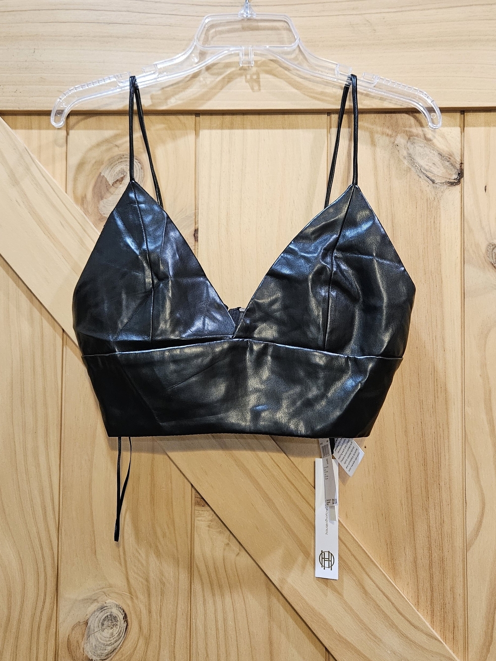 NWT | House Of Harlow Black Vegan Leather Bra Top | Size 10